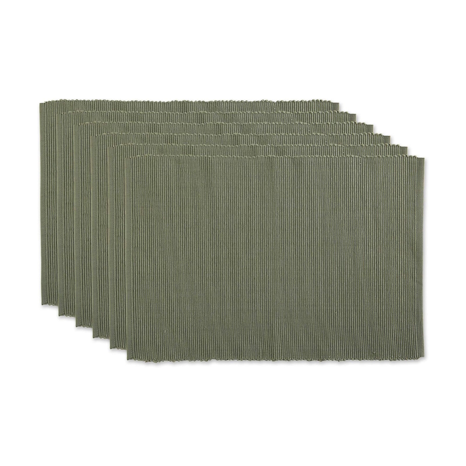 DII Basic Everyday Ribbed Tabletop 100% Cotton, Placemat Set, 13x19, Artichoke, 6 Piece