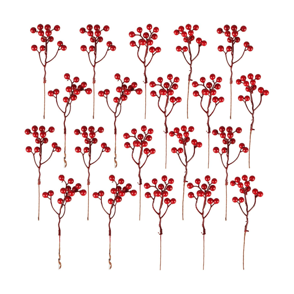Fangoo 20 Pack 7 Inch Artificial Red Berry Picks for Christmas Tree Burgundy Red Berries Stems Holly Berry Branches Ornaments Wreath Crafts Wedding Holiday Season Winter Home Decor