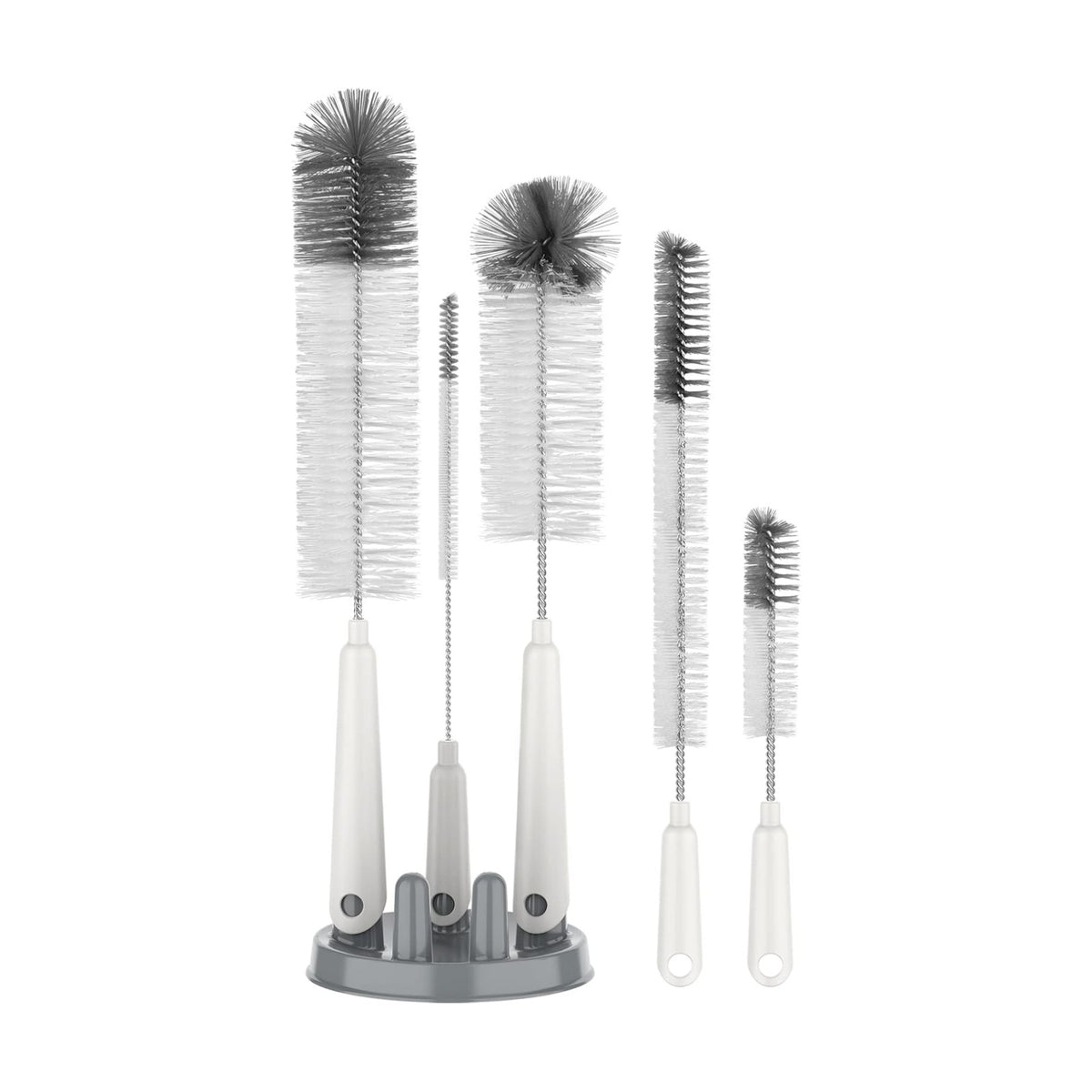 MR.SIGA 5 Pack Bottle Brush Cleaning Set with Storage Holder, White