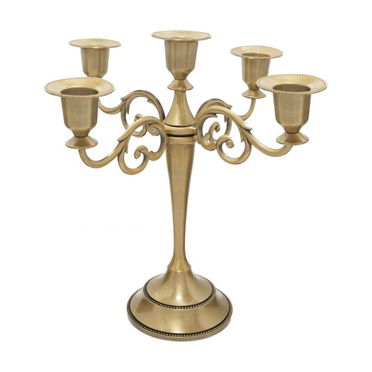 5-Arm Brass Candelabra Taper Candle Holder Table Centerpiece