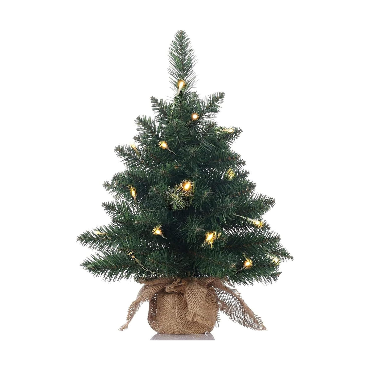20in Pre-Lit Artificial Mini Christmas Tree, Battery Operated Xmas Tree