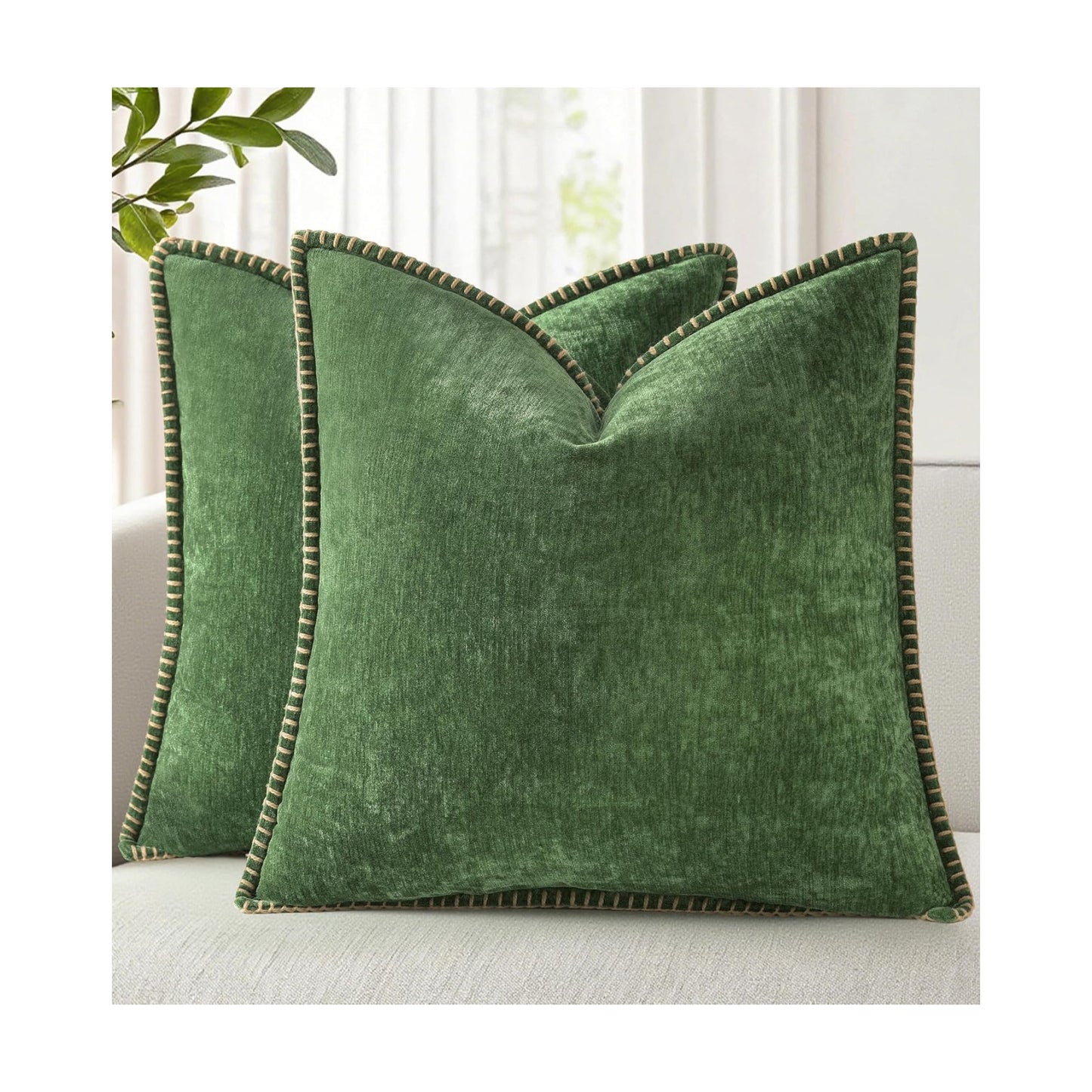 Fall Chenille Soft Throw Pillow Covers / Forest Elf / 18 x 18 / Set of 2