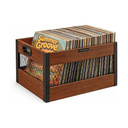 X-cosrack Vinyl Record Storage Crate, Wooden LP Record Organizer, Holds 60–80 Records, Classic Cube Storage for Albums