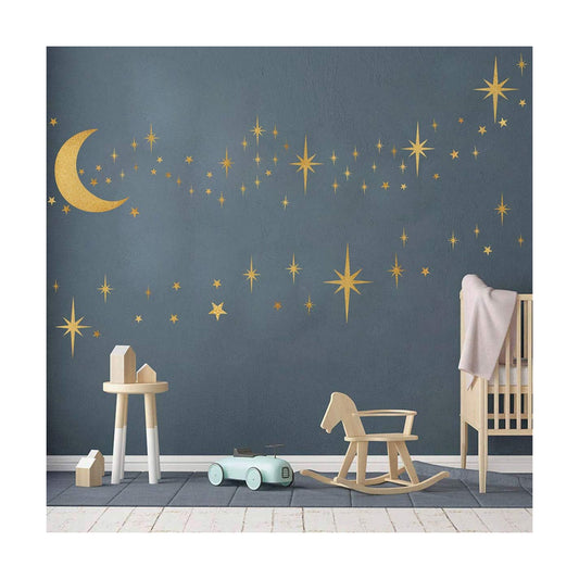 Retro Starburst Wall Decals Stars Wall Stickers Atomic Star Vinyl / Retro Starburst -vintage Gold