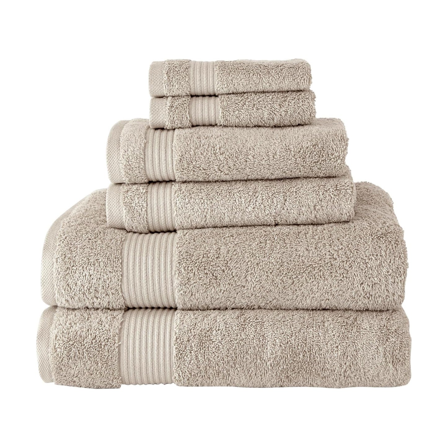 CTT - Luxury 6 Piece Towel Set, 100% Turkish Cotton, Quick Drying, Highly Absorbent & Comfy, Includes 2 Bath Towels, 2