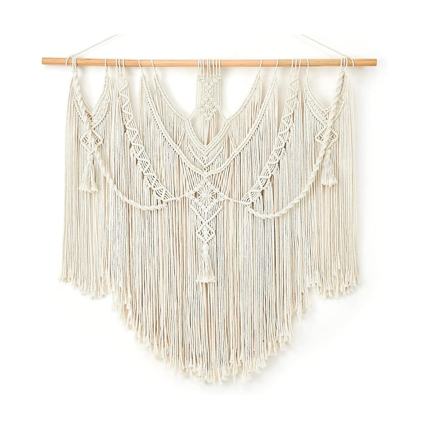Macrame Wall Hanging Boho Home Decor Chic Woven Decoration / 35"L x 36"W