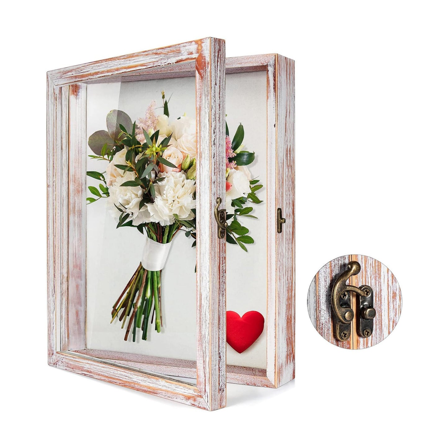 TJ.MOREE Shadow Box 11 x 14 Display Case Wood Picture Frame White Pink | Memory Box with Linen Back for Memorabilia