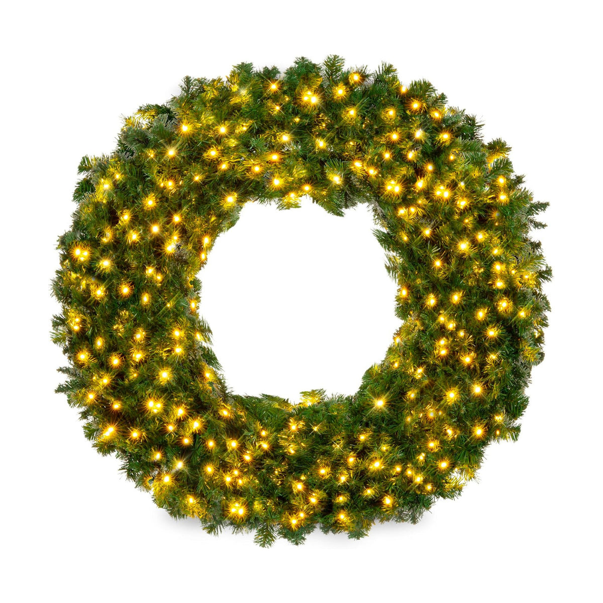 Best Choice Products 48in Large Artificial Pre-Lit Fir Christmas Wreath Holiday Accent Decoration w/ 200 LED Lights, 714 PVC Tips