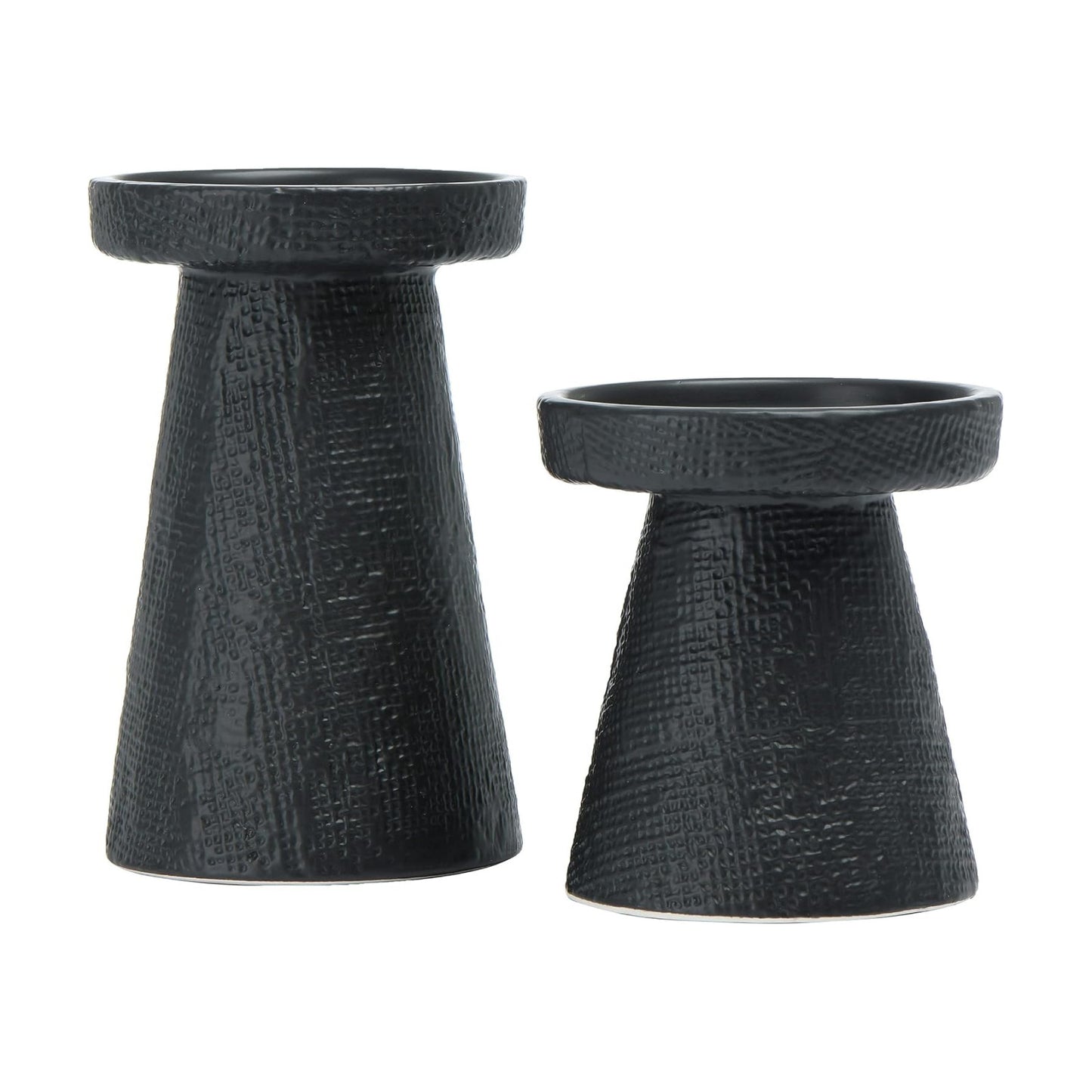 Main + Mesa Stoneware Pillar & Taper Candle Holders, Set of 2