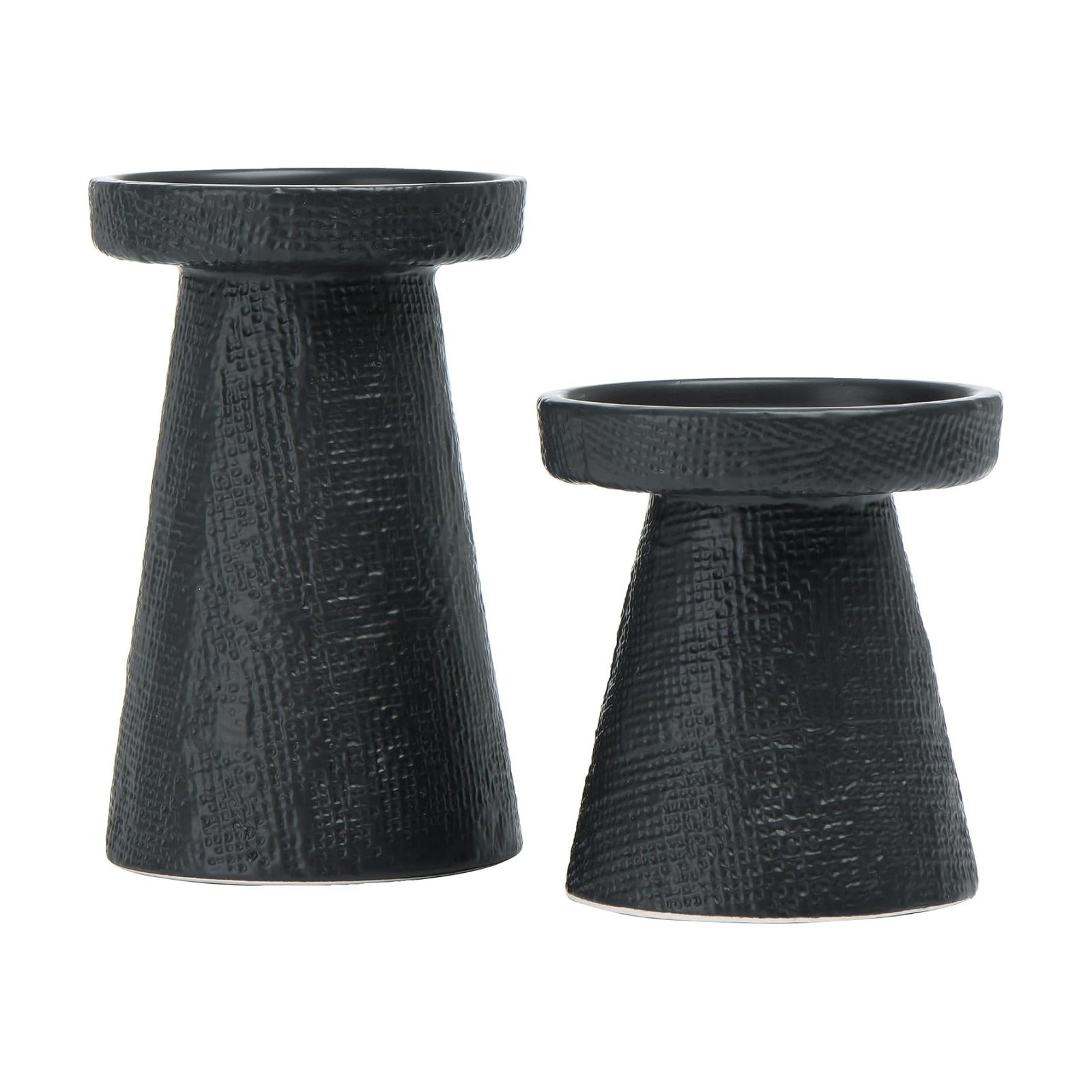 Main + Mesa Stoneware Pillar & Taper Candle Holders, Set of 2