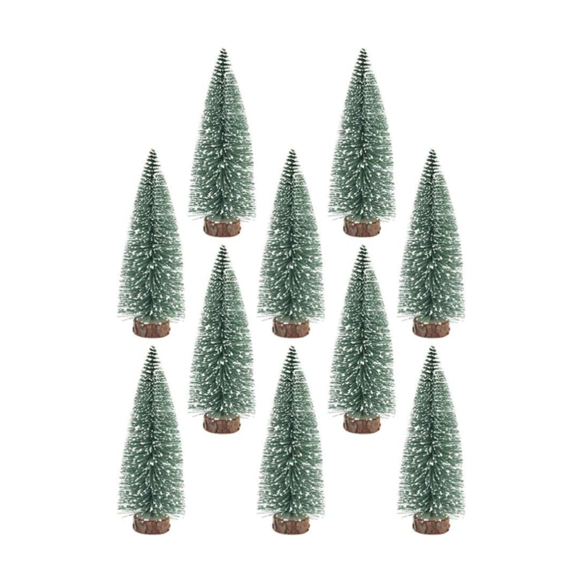 10Pcs Mini Christmas Tree Snow Snow Frost Trees Bottle Brush Winter Ornaments Tabletop for Christmas Party Home Decoration (15cm)