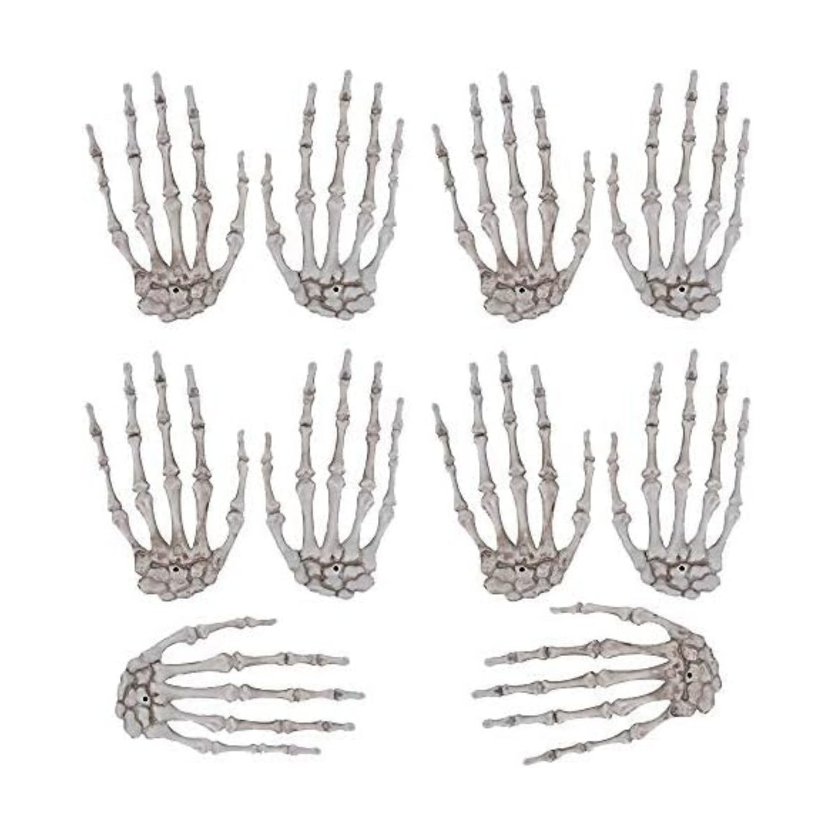 5 Pairs Halloween Skeleton Hands Realistic Plastic Fake Human Hands for Halloween Zombie Party Terror Scary Props