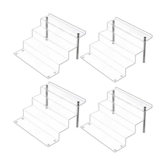 12 x 9 inch Clear Acrylic Display Riser, 4-Step, 4 Pack | Perfume Organizer & Cupcake Stand Shelf, Space-Saving for