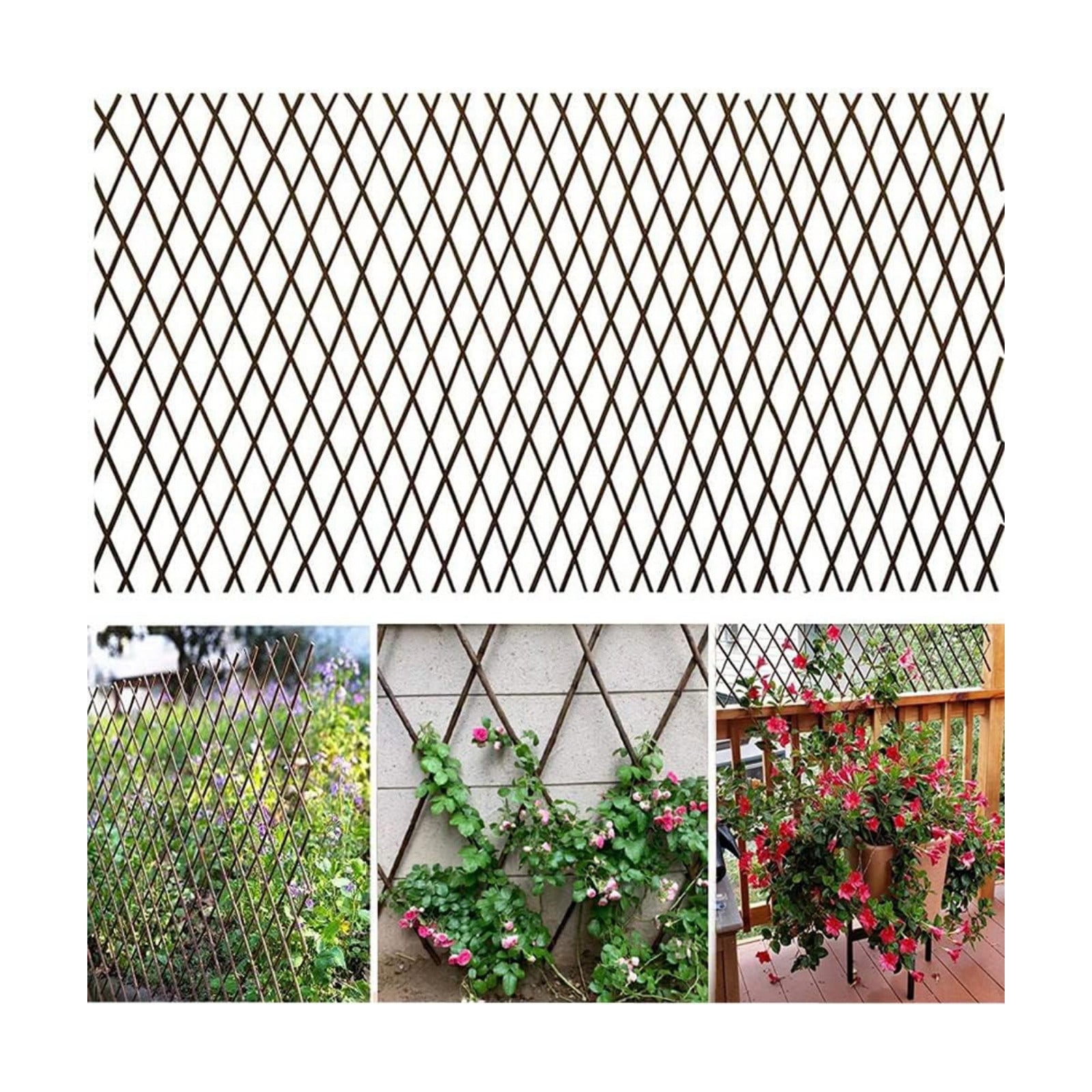 2 Pack Willow Expandable Lattices Fence，Garden Fence Trellis for Climbing Plants Support 36x92 Inch (2)