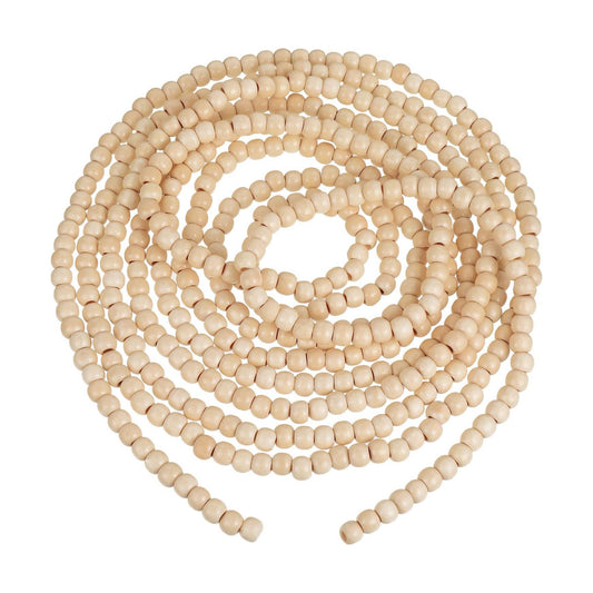 Christmas Wood Bead Garland Wooden Bead Garland for Christmas Tree Holiday Decoration / Wood Color