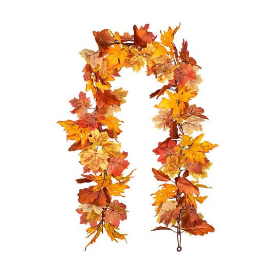 Lvydec 2 Pack Maple Leaves Fall Garland Clearance - 5.8ft/Strand Artificial Fall Foliage Garland Colorful Autumn Decoration for Home Wedding Party Thanksgiving