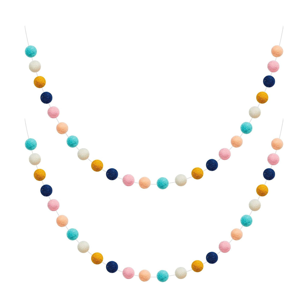 WILLBOND 2 Pieces Felt Pom Ball Garland,Classic Colors