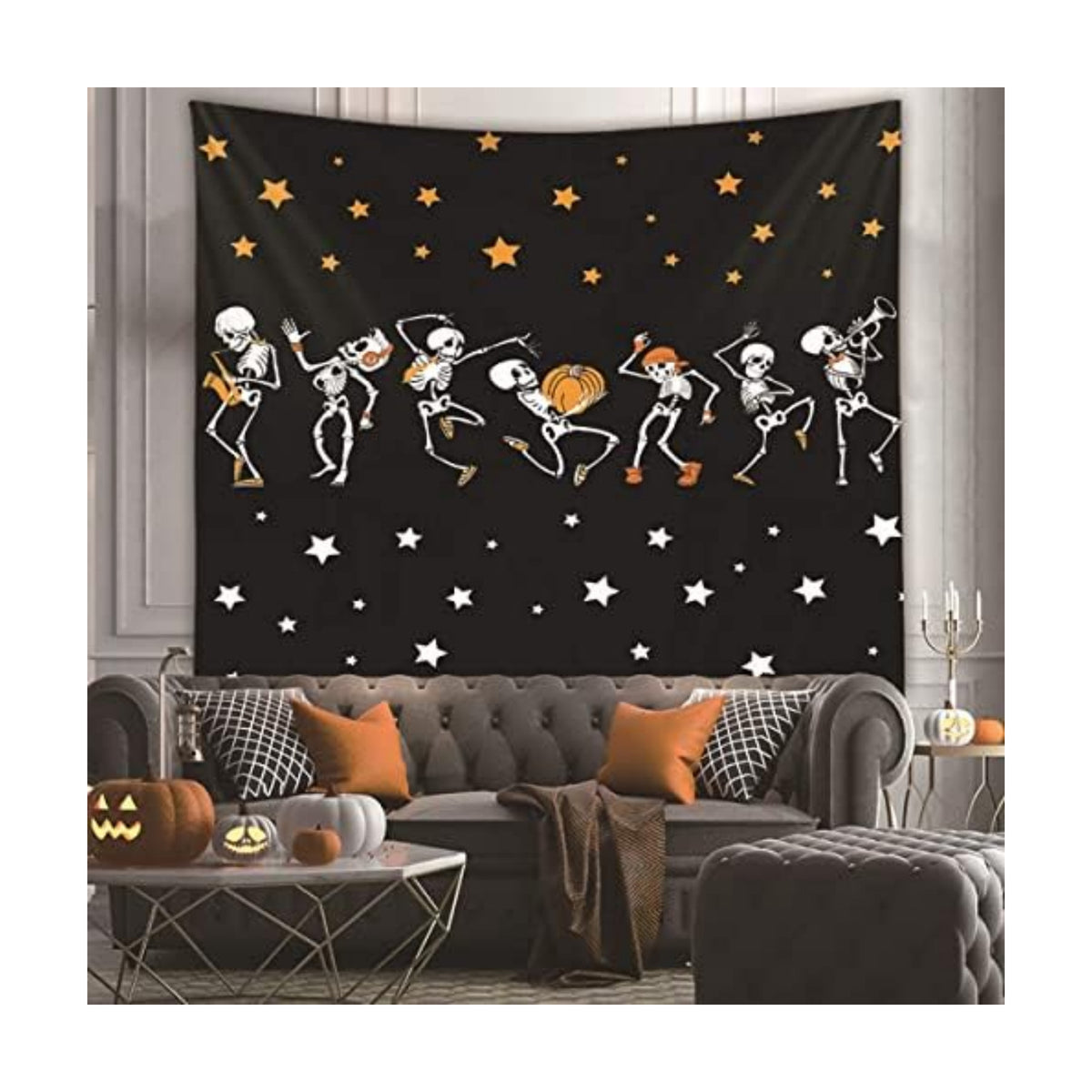 NASKY Halloween wall Tapestry Wall Hanging Skull Tapestry Trippy Black and White Tapestry for Room Paty Decor(51.2" X 59.1"-(130x150cm))
