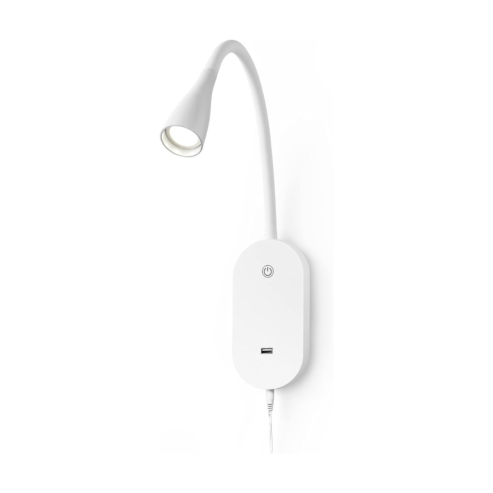 Wall Mount Reading Light, Focused Book Light for Reading in Bed, 5 Dimming, USB Output, 4 Hours Auto Off, Touch