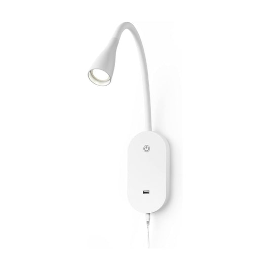 Wall Mount Reading Light, Focused Book Light for Reading in Bed, 5 Dimming, USB Output, 4 Hours Auto Off, Touch