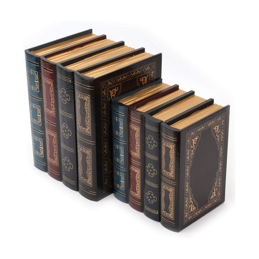 Decorative Book Boxes Wooden Antique Book Decorations Vintage Storage Box / Set of 2