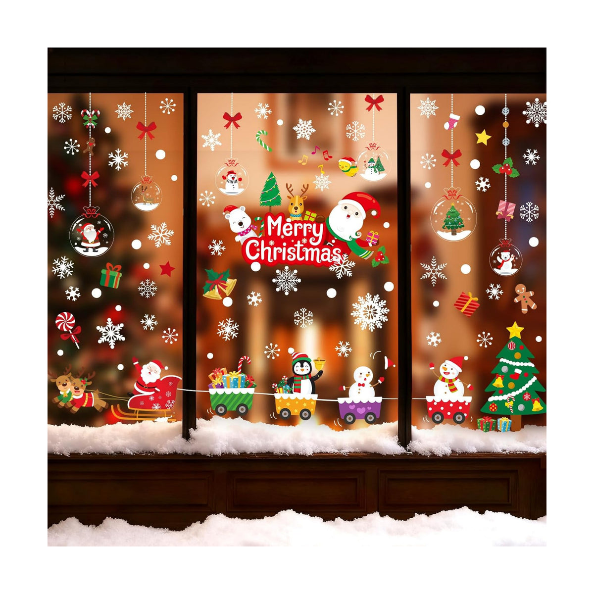 175 PCS Christmas Window Clings Xmas Decals Stickers for Christmas Window Decorations