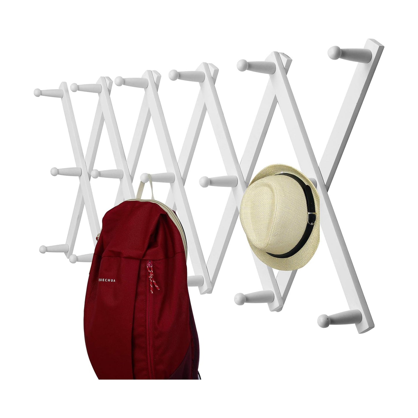 WEBI Accordion Wall Hanger,Expandable Wooden Hat Rack for Wall Mounted Coat Rack,Accordion Hat Hooks Holder for