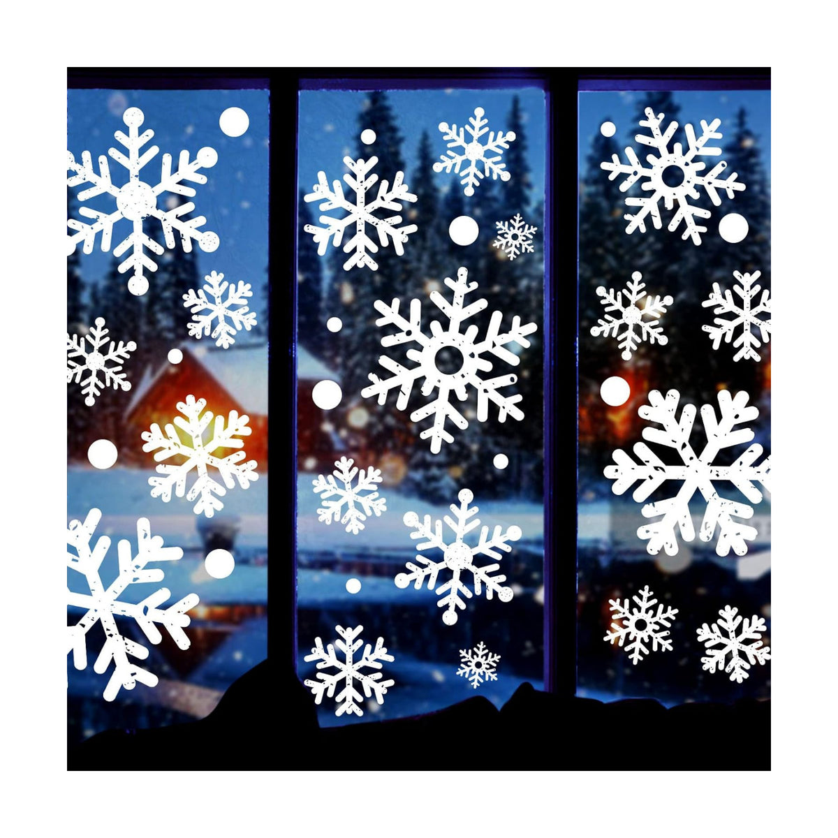 110 PCS Extra Large Snowflake Christmas Window Clings Decals for Glass Giant White Snowflake Window Decorations Xmas Snowflake Stickers Winter Wonderland Party Supplies Decor