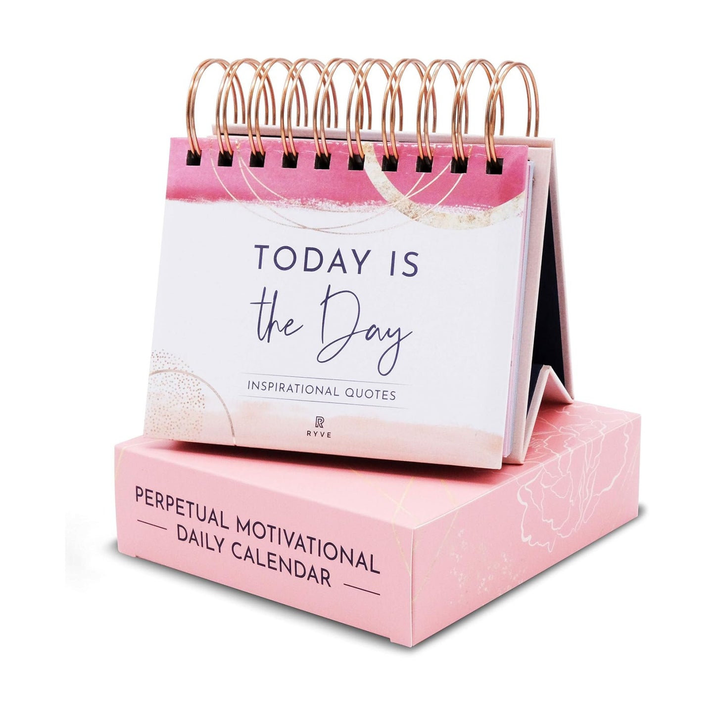 Pink Motivational Desk Flip Calendar with 366 Daily Affirmations for Women | Inspirational Perpetual Desk Calendar
