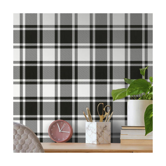 Black and White Peel and Stick Wallpaper Trellis Removable Contact Paper / 17.7 x 197 / Black/white