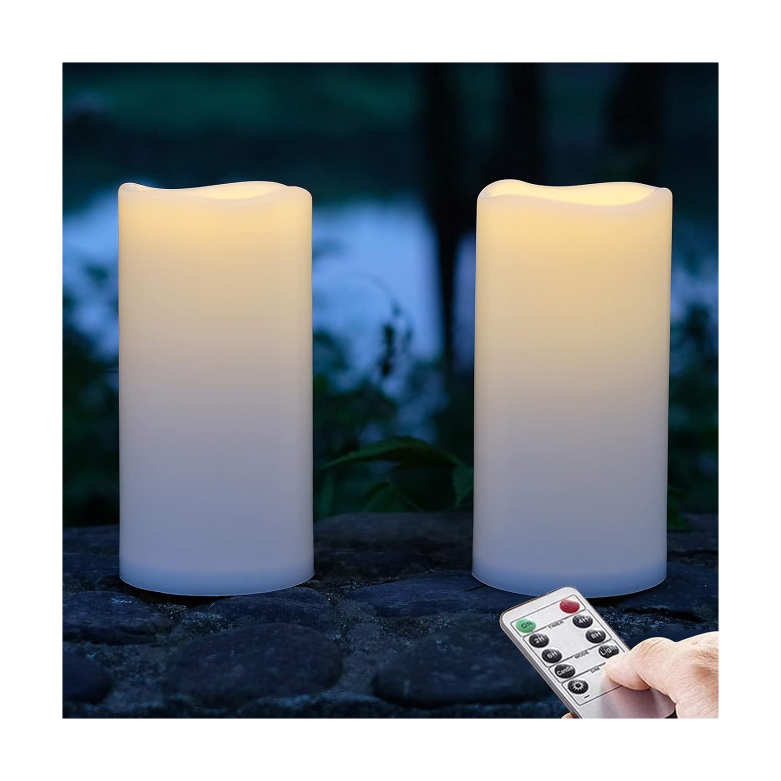 NONNO&ZGF 4X8 inch Huge Outdoor IP44 Warm White LED Rainproof Waterproof Candles, Large Flameless Battery LED Pillar