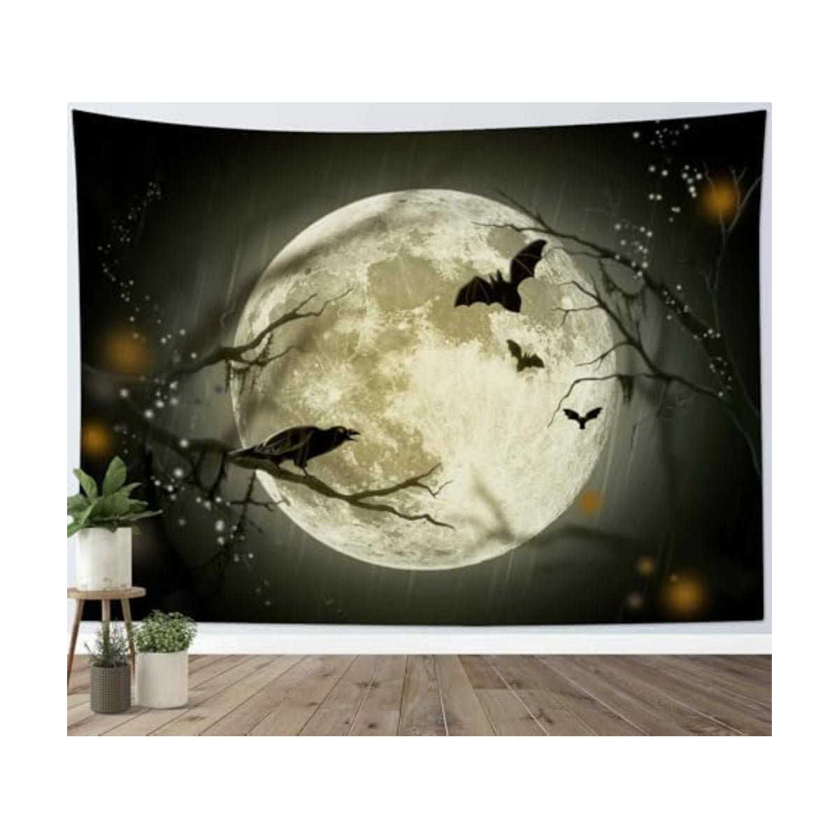 LB Halloween Full Moon Crow Tapestry, 92.5x70.9 Inches