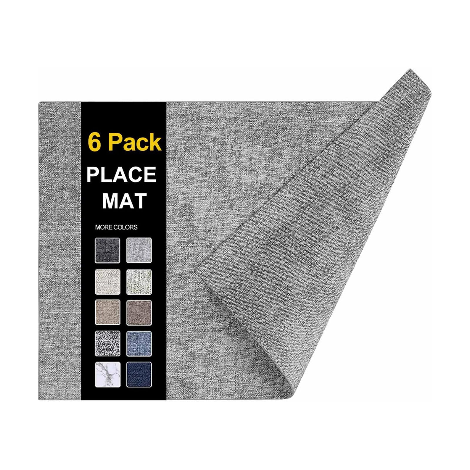 Faux Leather Heat Resistant Placemats 6 Packs, Waterproof Wipeable Dining PU Place Mats for Indoor & Outdoor, Easy to