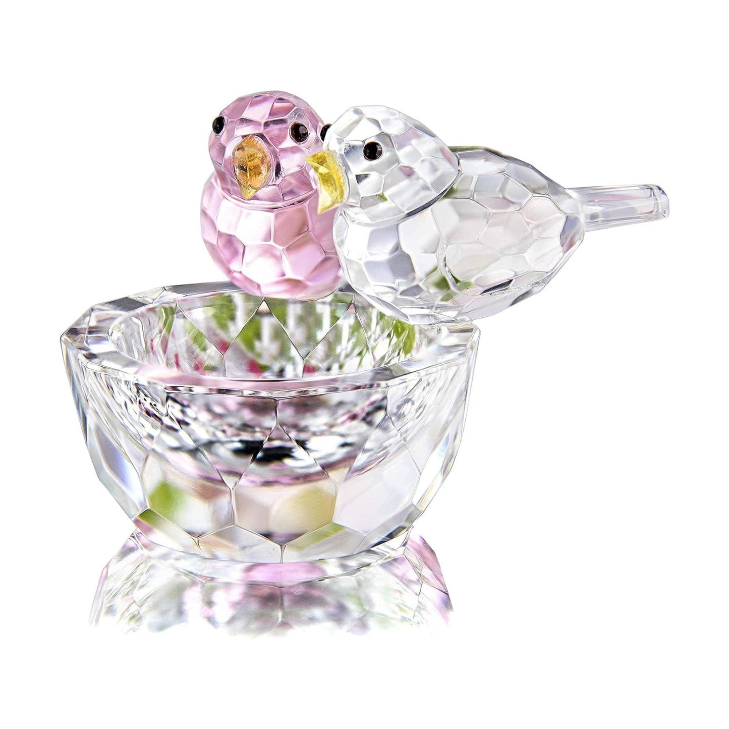 3.3'' Crystal Bird Figurine Collectible Art Glass Animal Figurines Table Home Decor / Double Birds