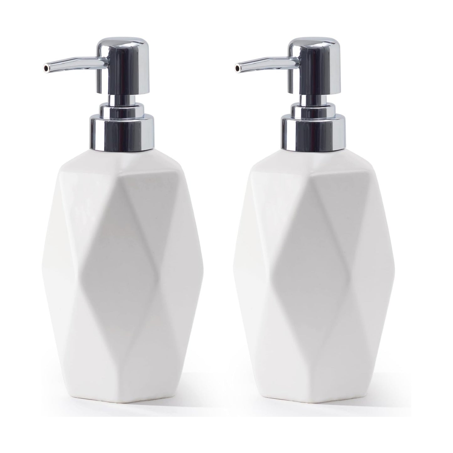 Soap Dispenser, 13.5oz Ceramic Soap Dispenser Bathroom for Kitchen & Bathroom Set of 2 (White, 2 Pack)