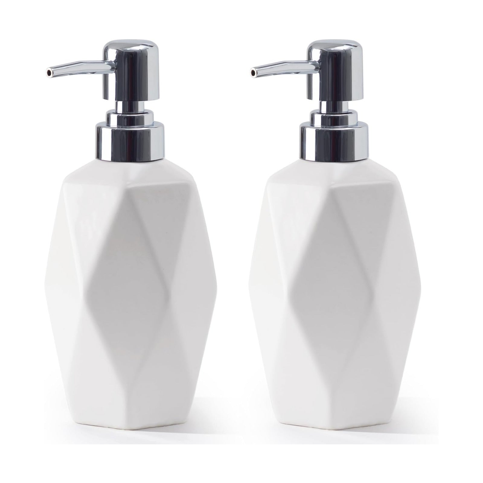 Soap Dispenser, 13.5oz Ceramic Soap Dispenser Bathroom for Kitchen & Bathroom Set of 2 (White, 2 Pack)