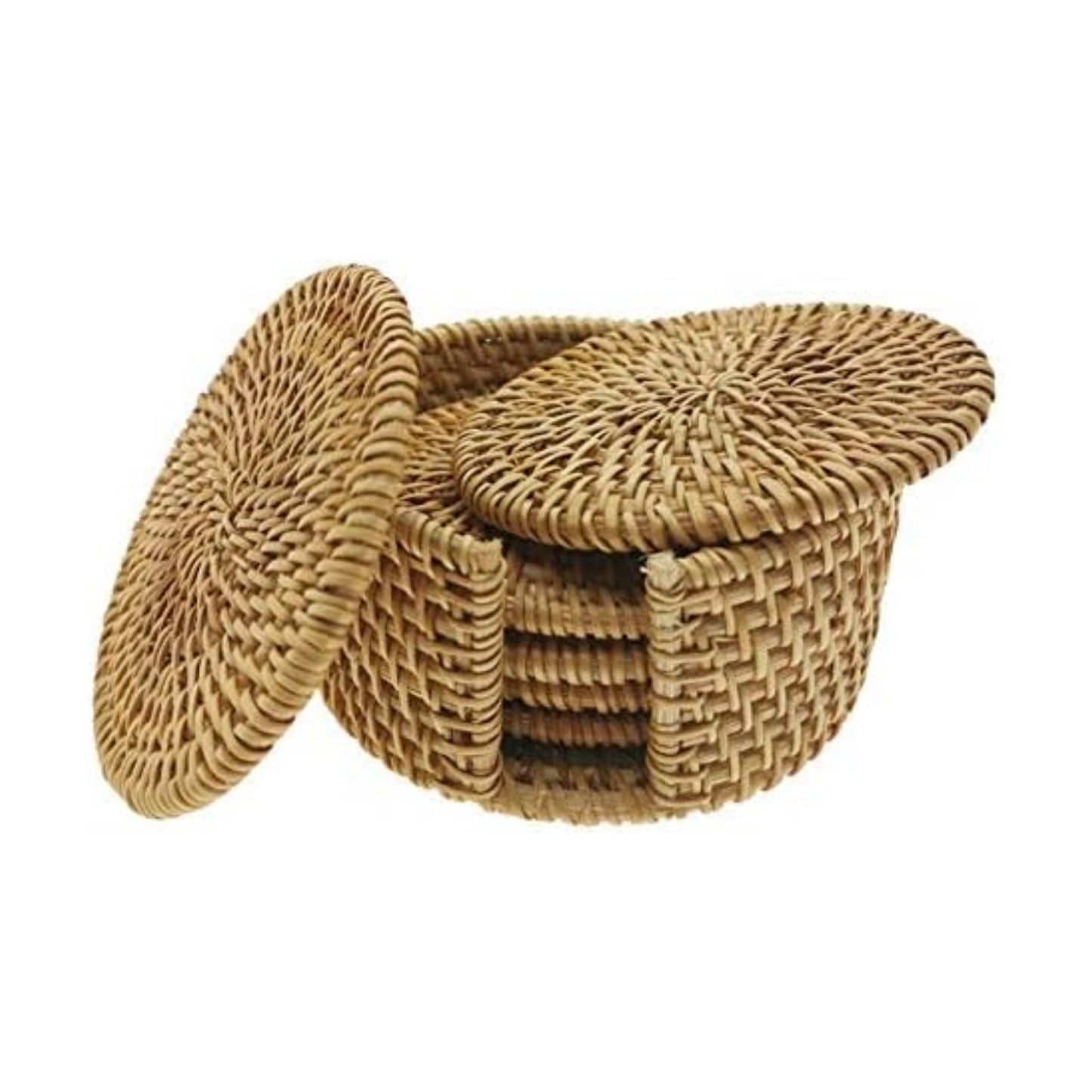 Holder / Coasters Exotic Handmade Teacup Coasters Round Vitenam Rattan Coasters / Set of 7