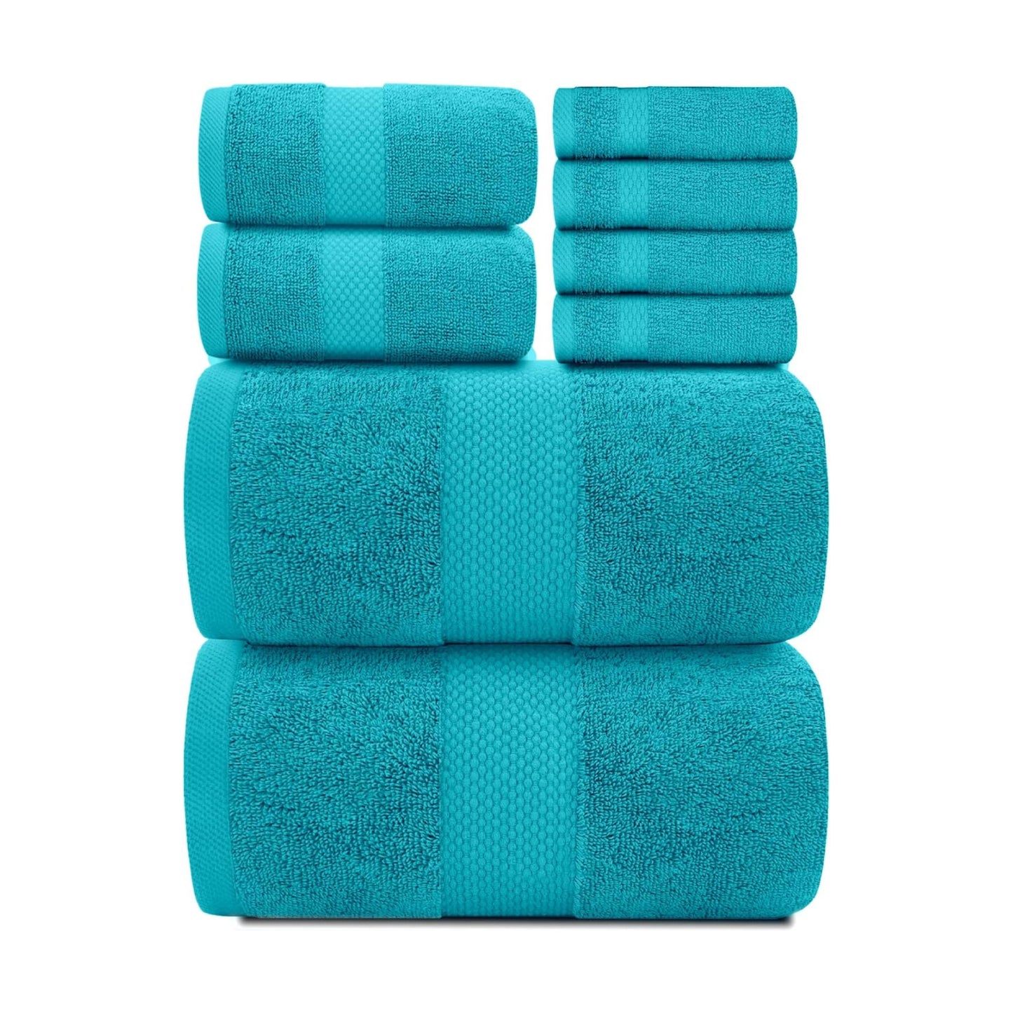White Classic Luxury Bath Towel Set of 8 Pieces - 100% Turkish Cotton Highly Absorbent Towels for Bathroom, 2 Luxury
