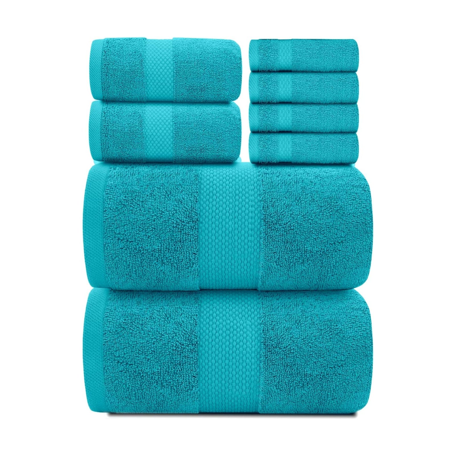 White Classic Luxury Bath Towel Set of 8 Pieces - 100% Turkish Cotton Highly Absorbent Towels for Bathroom, 2 Luxury
