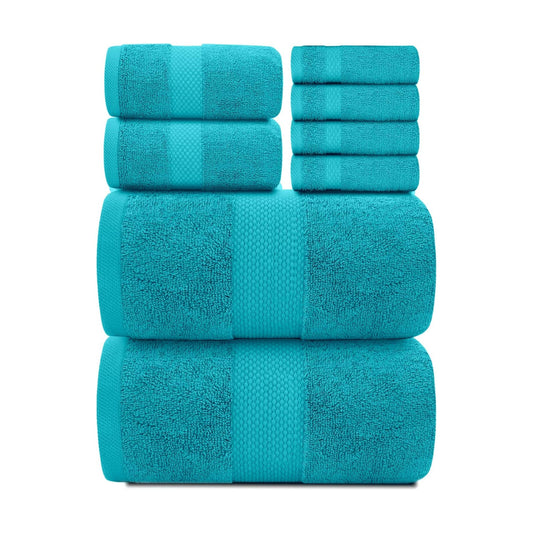 White Classic Luxury Bath Towel Set of 8 Pieces - 100% Turkish Cotton Highly Absorbent Towels for Bathroom, 2 Luxury