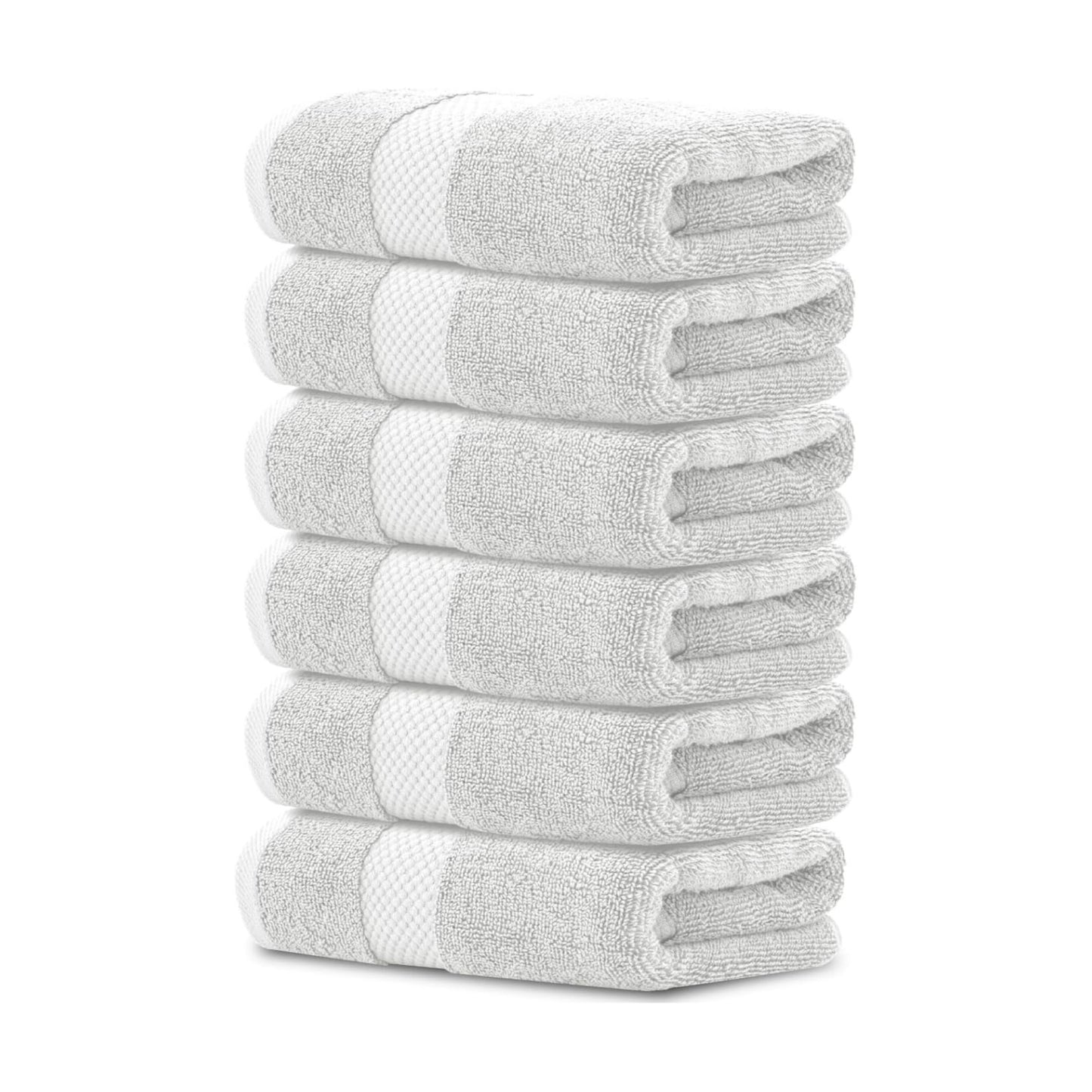 White Classic Luxury Silver Hand Towels - Soft 100% Turkish Cotton | Highly Absorbent Hotel spa Bathroom Towel