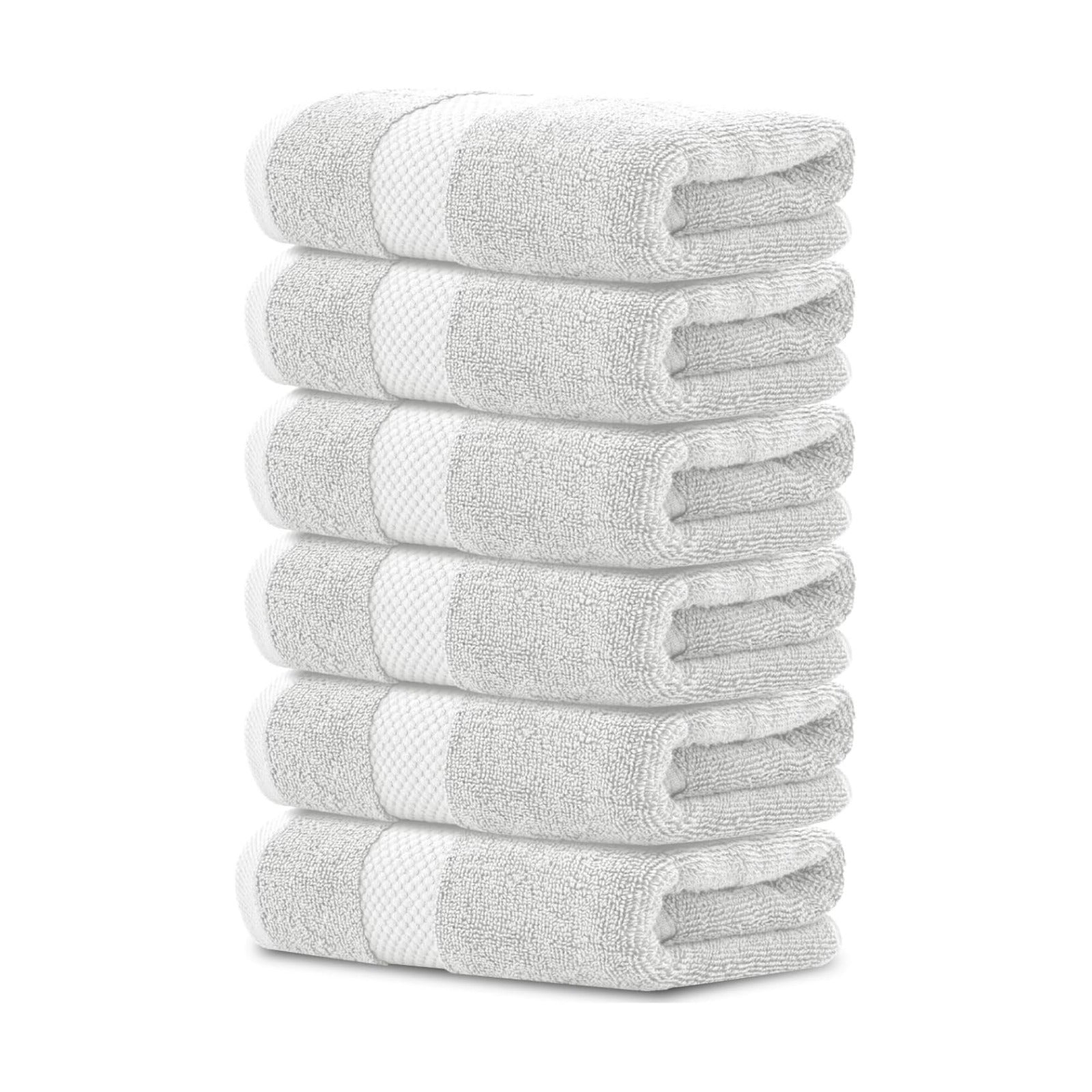 White Classic Luxury Silver Hand Towels - Soft 100% Turkish Cotton | Highly Absorbent Hotel spa Bathroom Towel