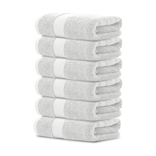 White Classic Luxury Silver Hand Towels - Soft 100% Turkish Cotton | Highly Absorbent Hotel spa Bathroom Towel