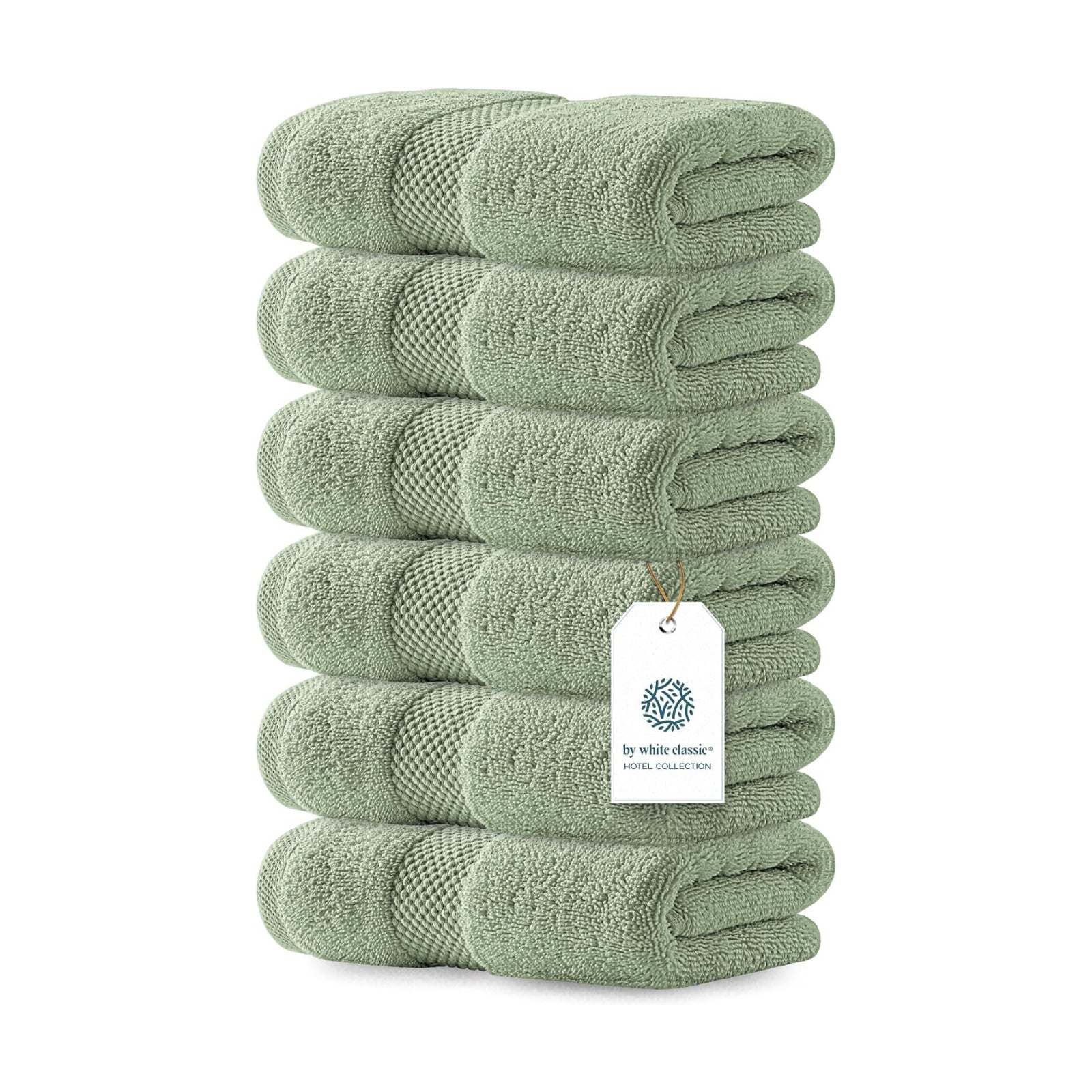 White Classic Luxury Mint Green Hand Towels - Soft 100% Turkish Cotton | Highly Absorbent Hotel spa Bathroom Towel