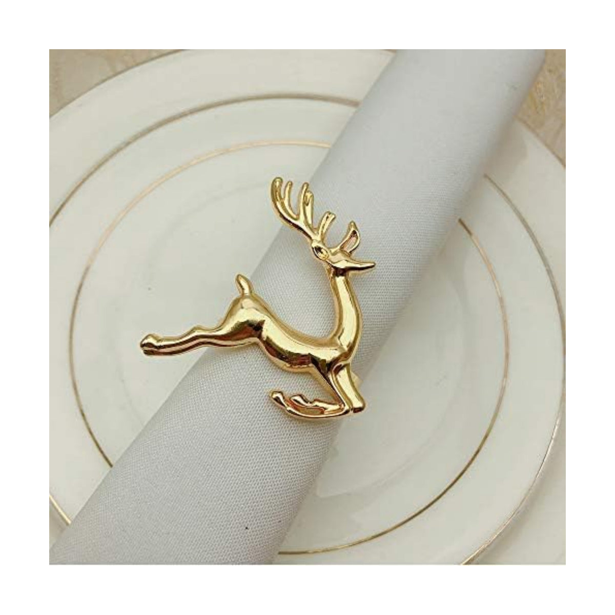 Napkin Rings Set of 8 Silver Set of 8 Napkin Rings Christmas, Holidays, Thanksgiving (Deer-3)