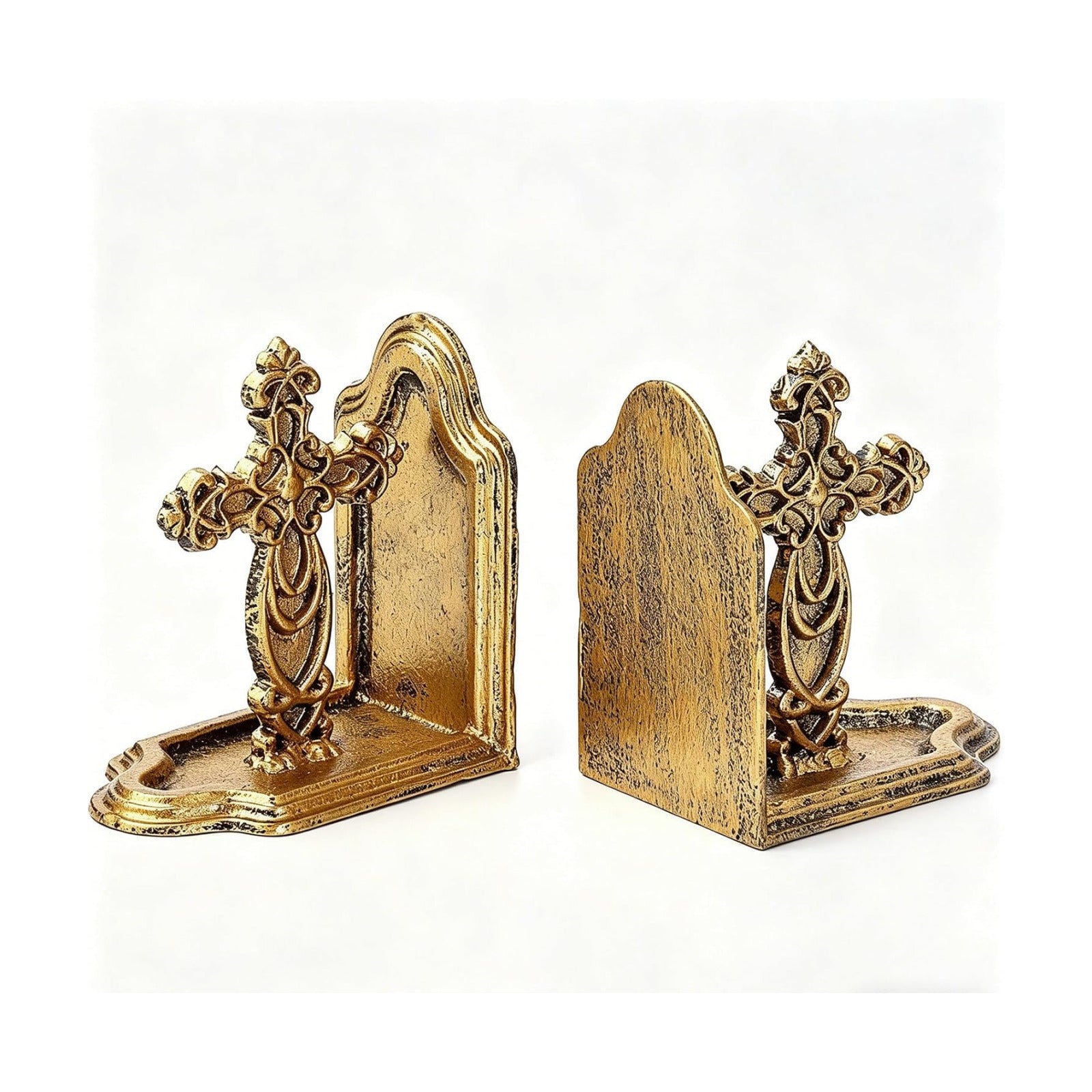 Catholic Book Ends / Gold / Set of 2