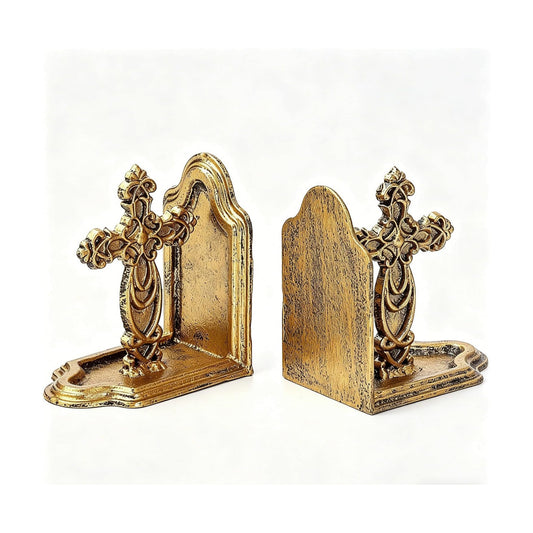 Catholic Book Ends / Gold / Set of 2