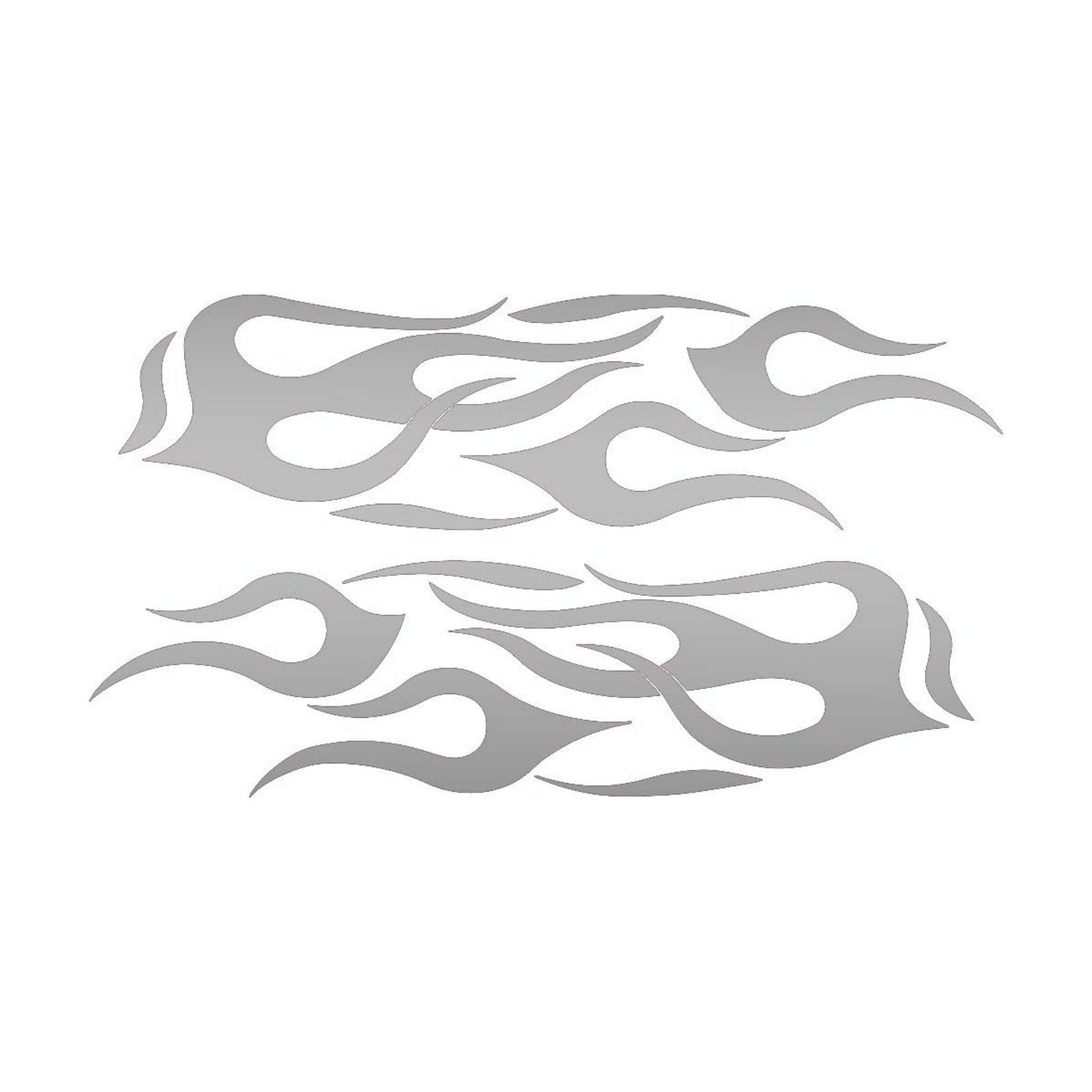 Flame Long Stripe Racing Car 2 Waterproof Vinyl Decal / 10.5 x 5.8 / Metallic Silver / Set of 2