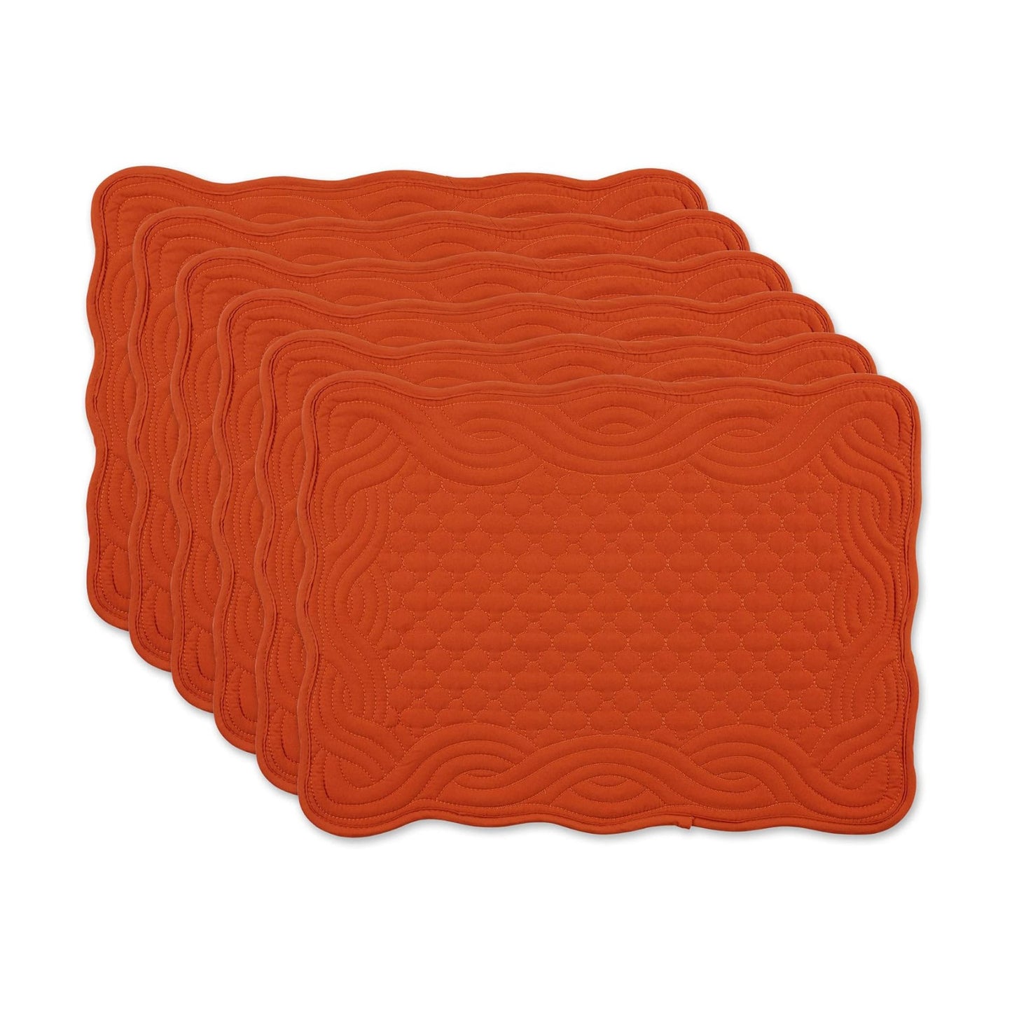 DII Quilted Farmhouse Collection Tabletop, Placemat Set, Pumpkin Spice, 6 Piece