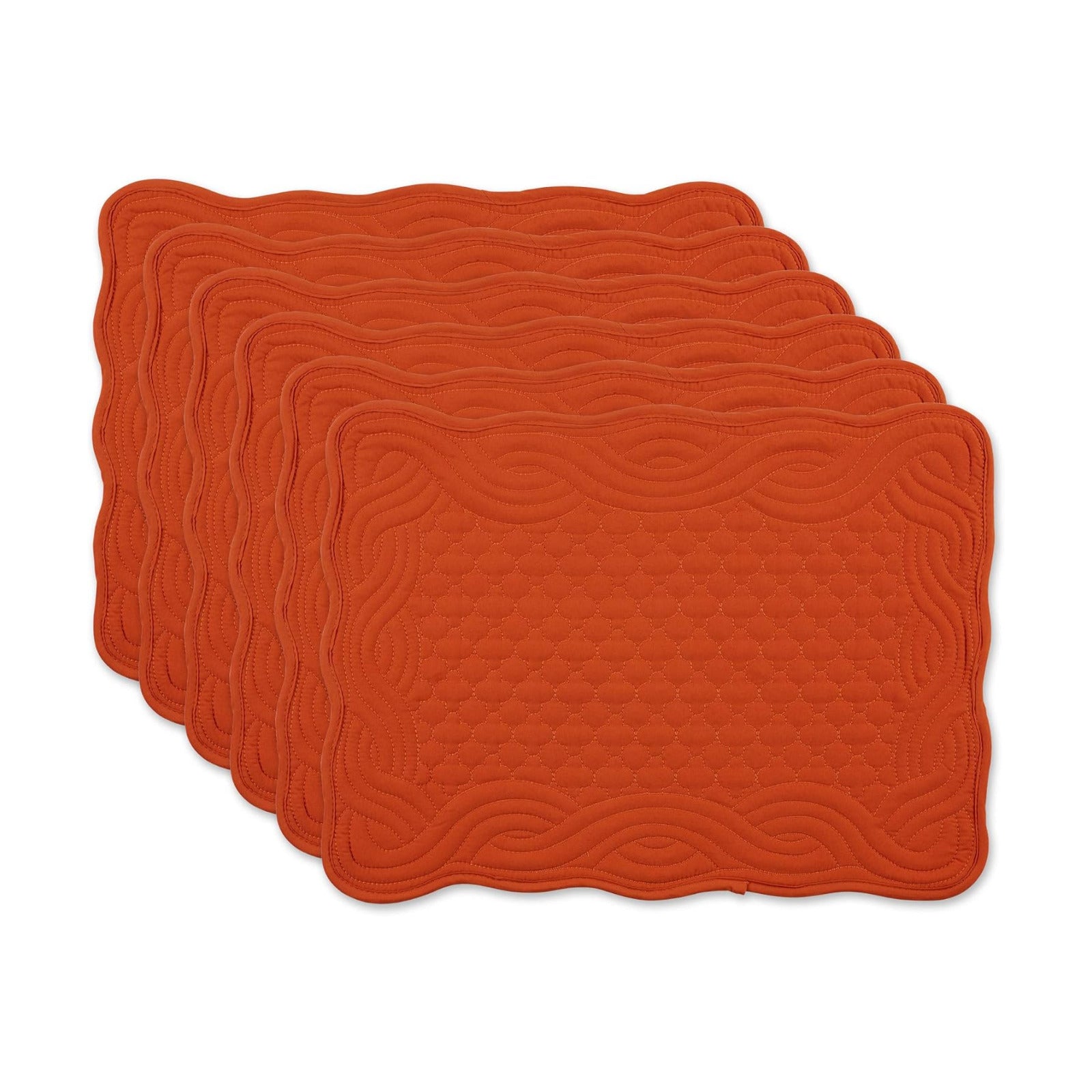 DII Quilted Farmhouse Collection Tabletop, Placemat Set, Pumpkin Spice, 6 Piece
